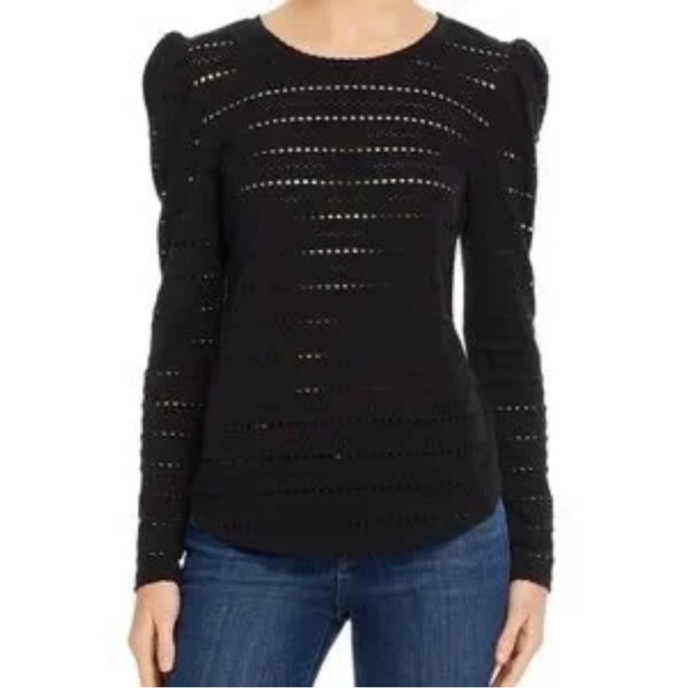 GENERATION LOVE Black Larissa Eyelet Puff Long Sleeve Top - Size MEDIUM